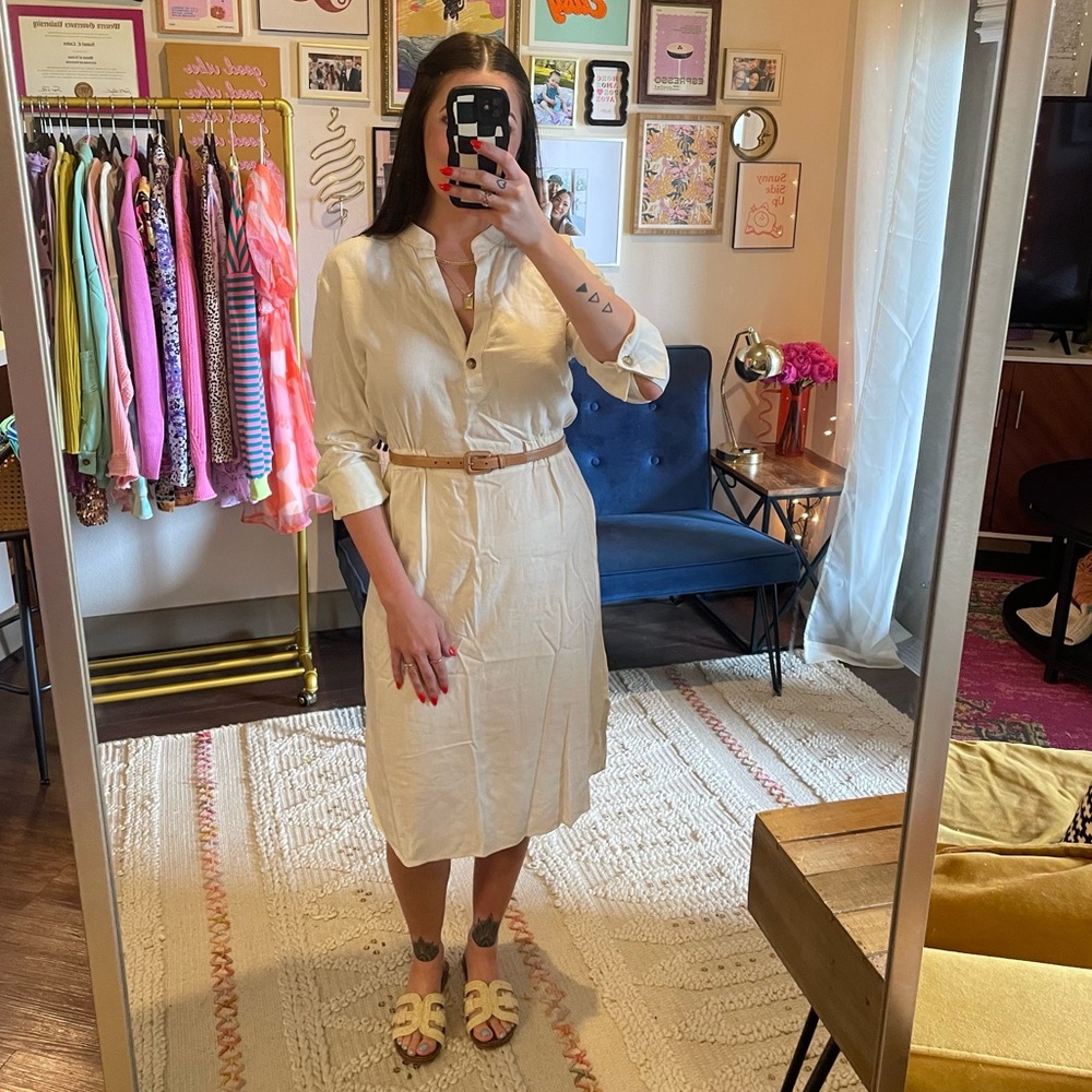 Zara Ivory Linen Tunic Dress